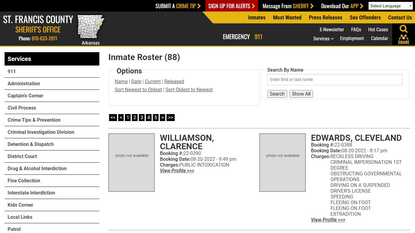 Inmate Roster (66) - St. Francis County Sheriff